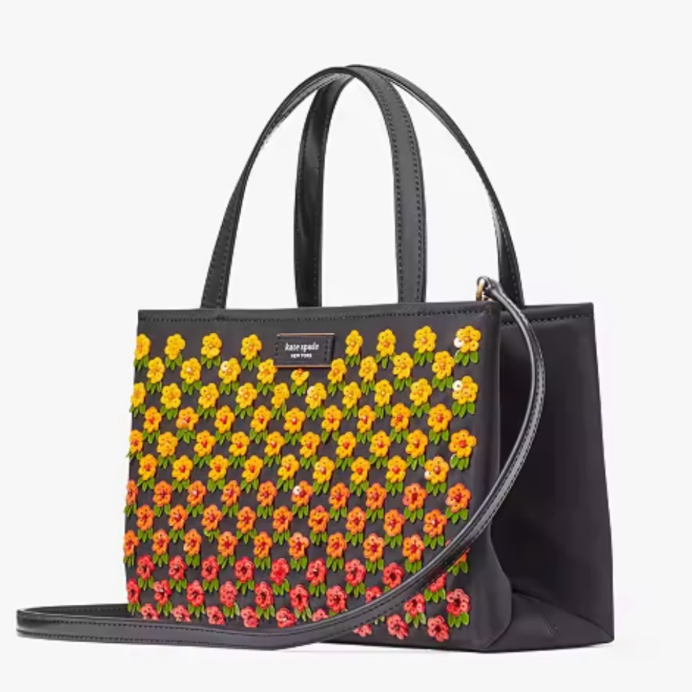 Kate Spade Sam Icon Floral Embellished Nylon Small Tote